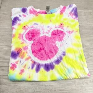 Mickey Mouse Tie Dye Size Medium Bright Nice Disney Pink and Yellow Tie Dye Tee